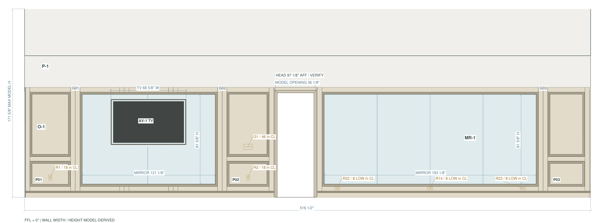 Redacted sample: wall elevation