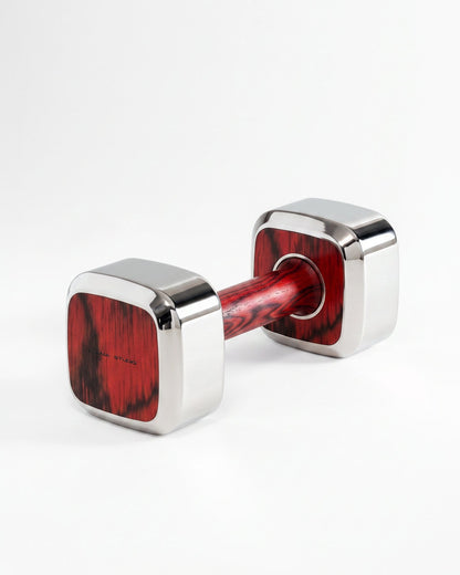 Dumbbells by Alama Studio — Alpi Sottsass Red, Mirror/Satin Stainless Steel — representative weight; selected weight may differ