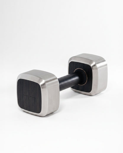 Dumbbells by Alama Studio — Alpi Planked Black, Satin Stainless Steel — representative weight; selected weight may differ