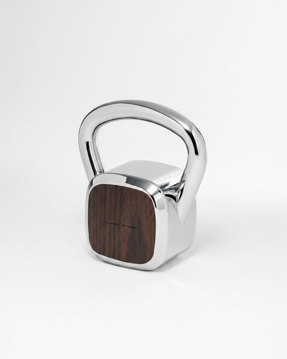Kettlebell by Alama Studio — Alpi Flamed Kakao, Mirror/Satin Stainless Steel — representative weight; selected weight may differ