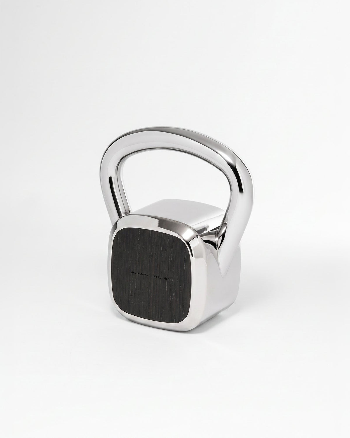 Kettlebell by Alama Studio — Alpi Planked Black, Mirror/Satin Stainless Steel — representative weight; selected weight may differ