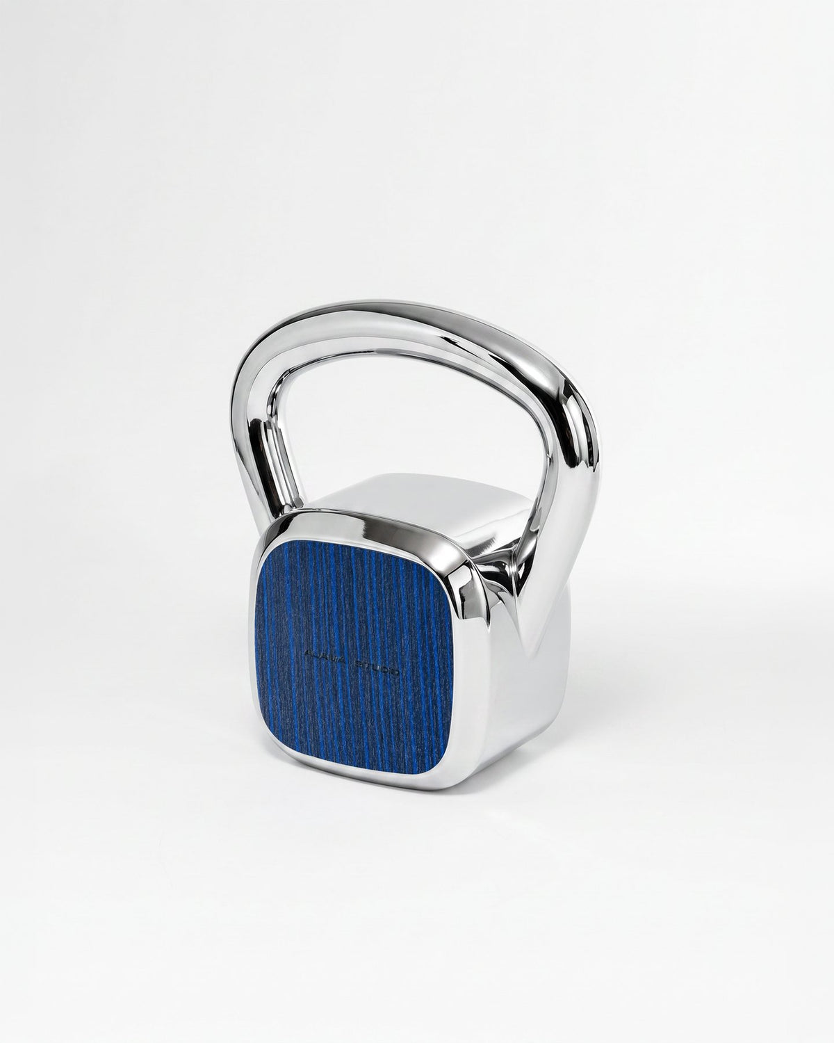 Kettlebell by Alama Studio — Alpi Wavy Fir Blue, Mirror/Satin Stainless Steel — representative weight; selected weight may differ