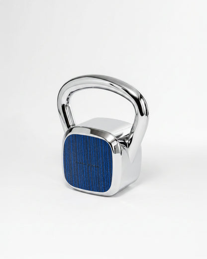 Kettlebell by Alama Studio — Alpi Wavy Fir Blue, Mirror/Satin Stainless Steel — representative weight; selected weight may differ