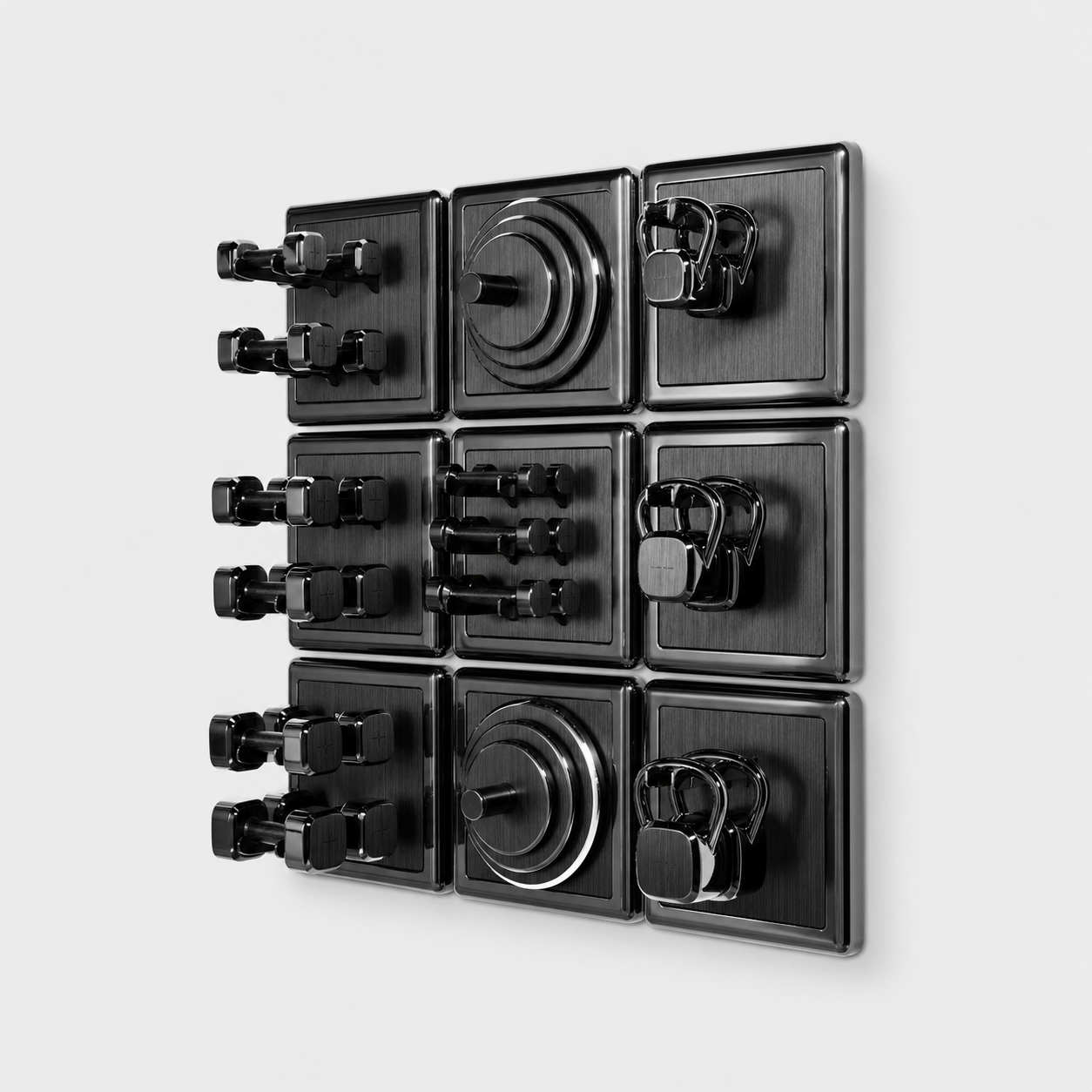 Storage Wall System by Alama Studio - Alpi Planked Black fixed render