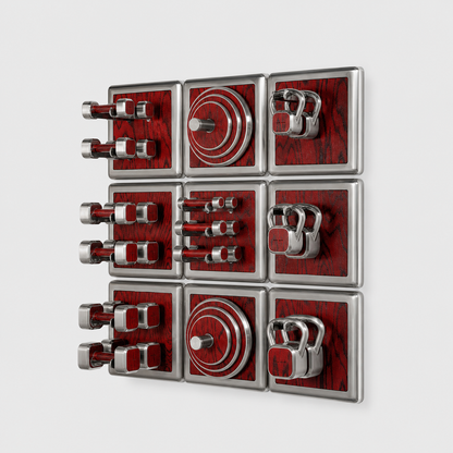 Dumbbell & Kettlebell Storage Wall System by Alama Studio - Alpi Sottsass Red color corrected