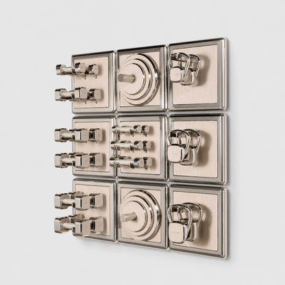 Storage Wall System by Alama Studio - Alpi Striped White Silver fixed render