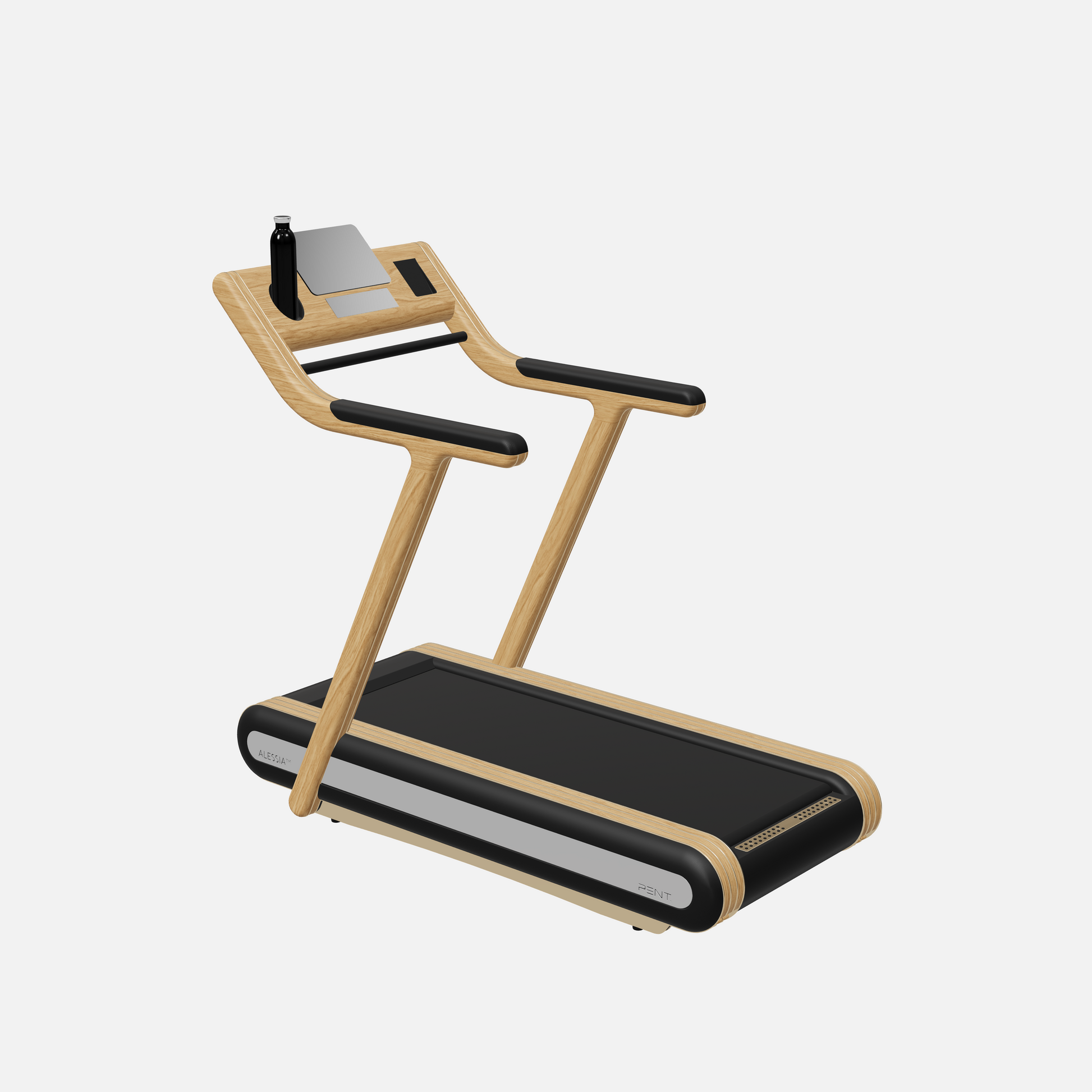 Alessia Motorized Treadmill — Gold, Natural Oak, Black