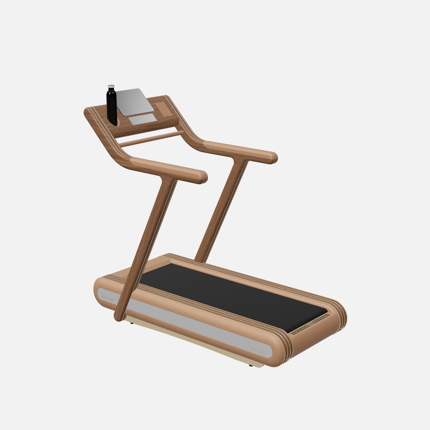 Alessia Motorized Treadmill — Gold, Natural Walnut, Brown