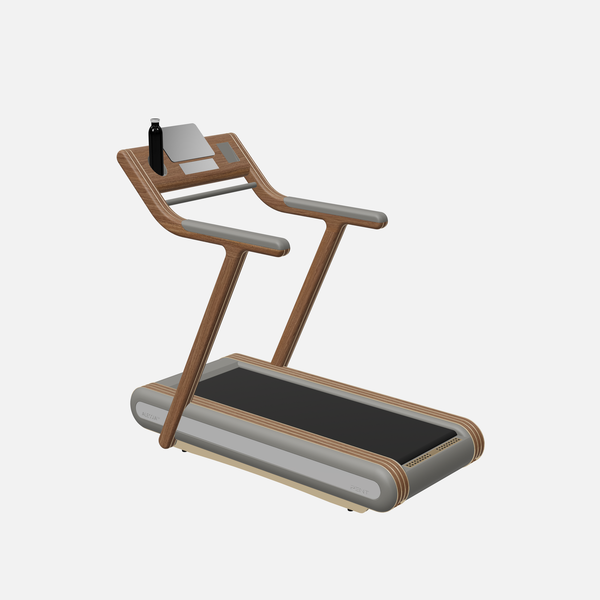 Alessia Motorized Treadmill — Gold, Natural Walnut, Grey