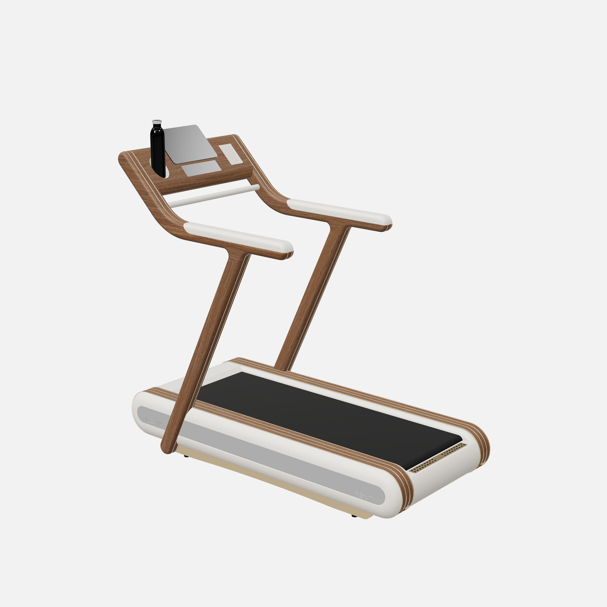 Alessia Motorized Treadmill — Gold, Natural Walnut, White