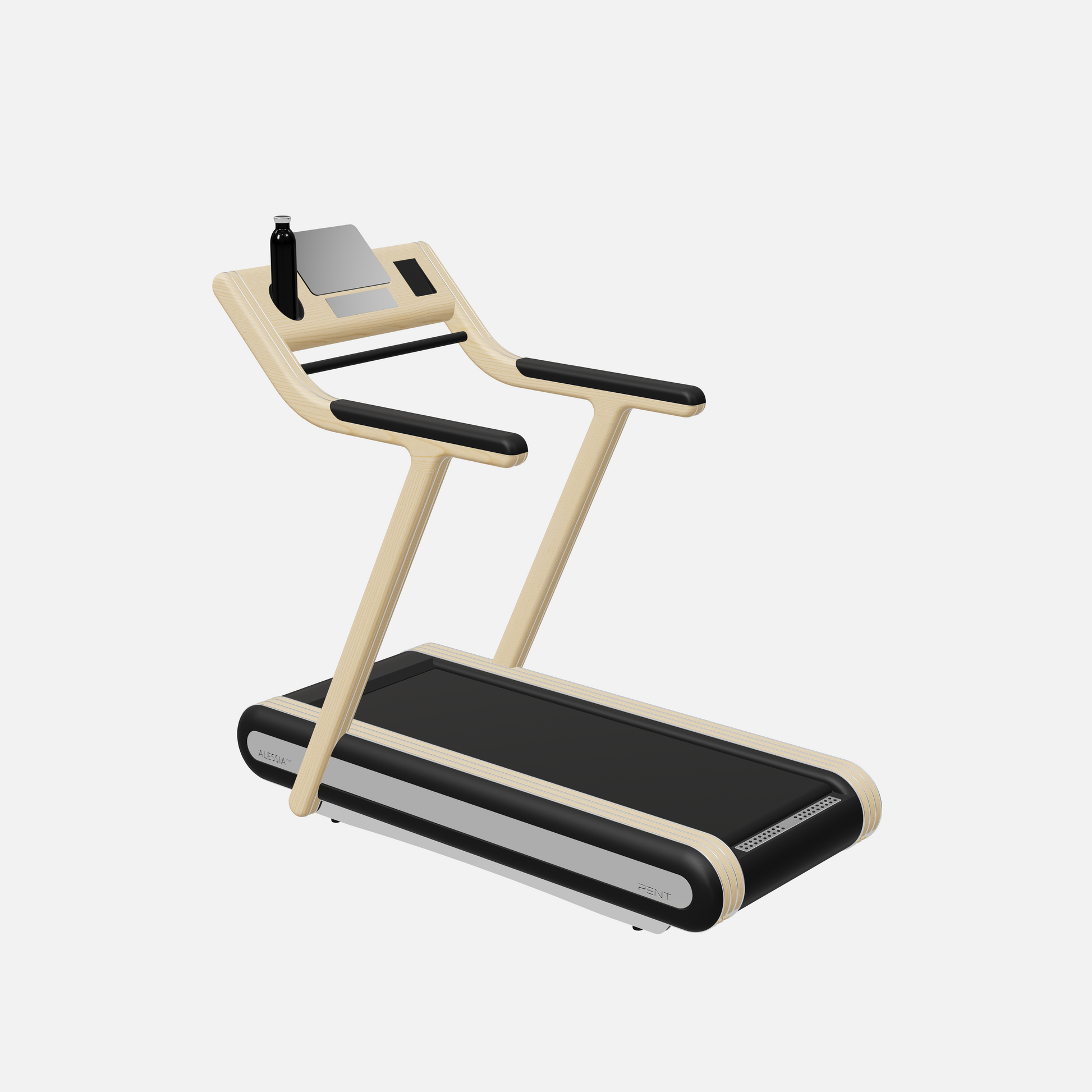 Alessia Motorized Treadmill — Stainless Steel, Natural Ash, Black