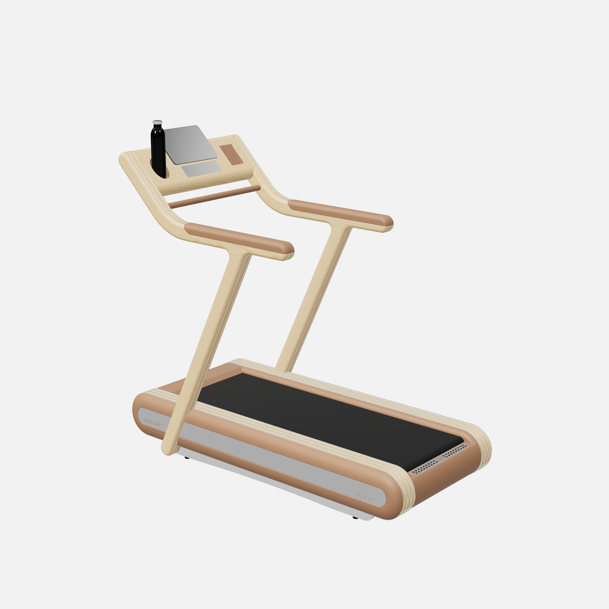 Alessia Motorized Treadmill — Stainless Steel, Natural Ash, Brown