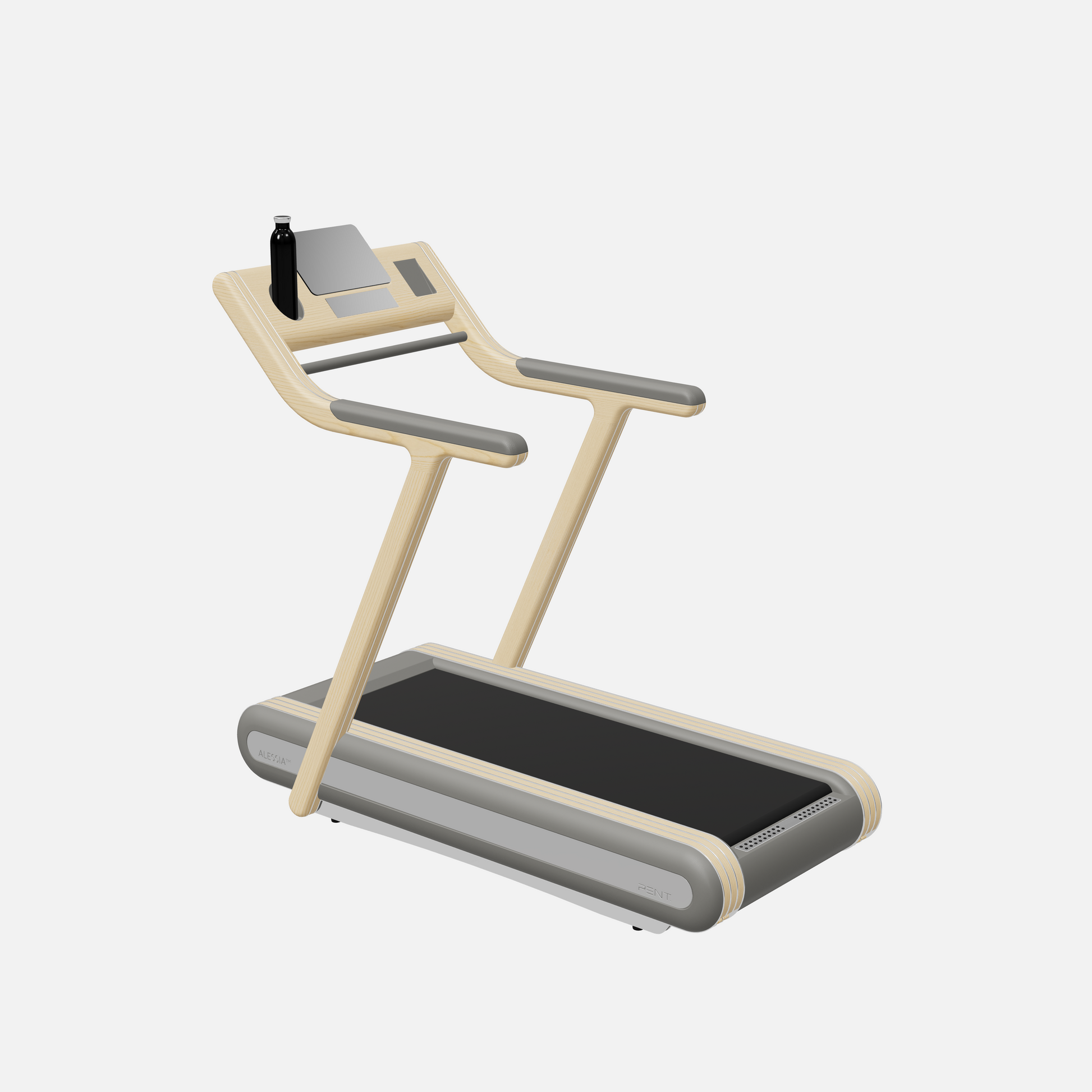 Alessia Motorized Treadmill — Stainless Steel, Natural Ash, Grey