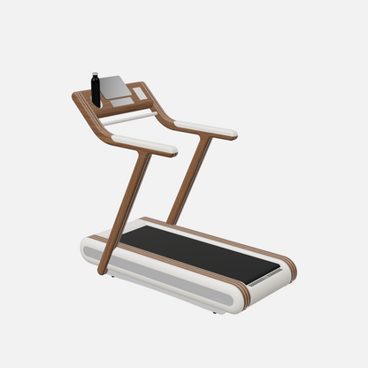 Alessia Motorized Treadmill — Stainless Steel, Natural Walnut, White