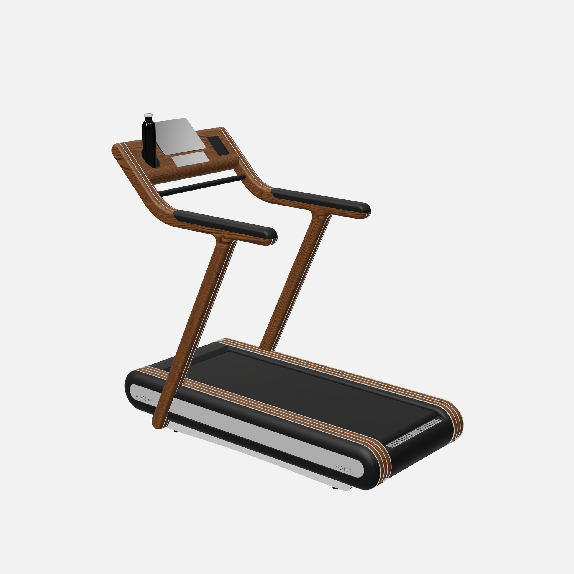 Alessia Motorized Treadmill — Stainless Steel, Walnut Ash, Black