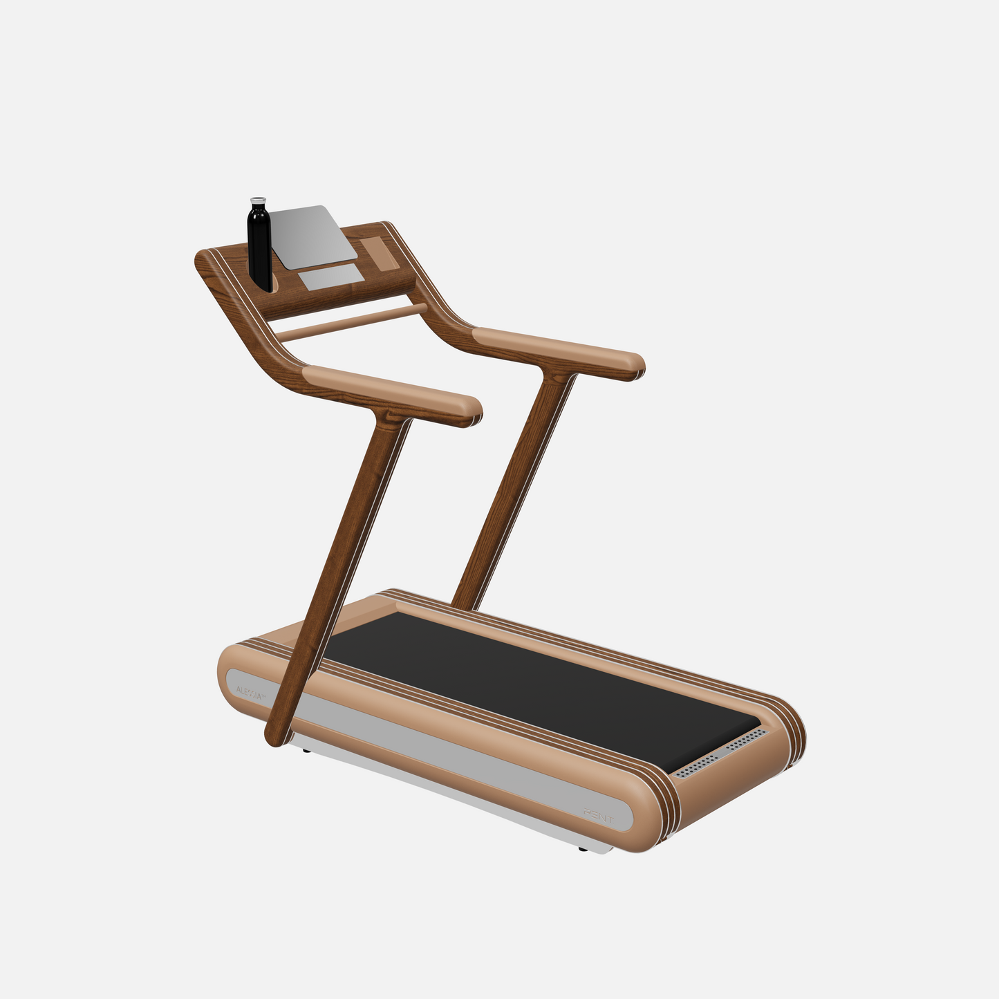 Alessia Motorized Treadmill — Stainless Steel, Walnut Ash, Brown