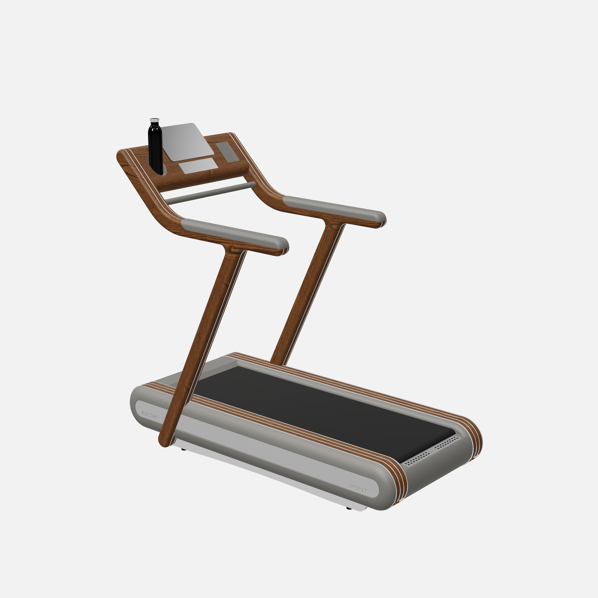 Alessia Motorized Treadmill — Stainless Steel, Walnut Ash, Grey