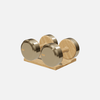 Colmia Dumbbell Pair — Gold, Natural Oak