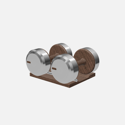 Colmia Dumbbell Pair — Stainless Steel, Dark Walnut
