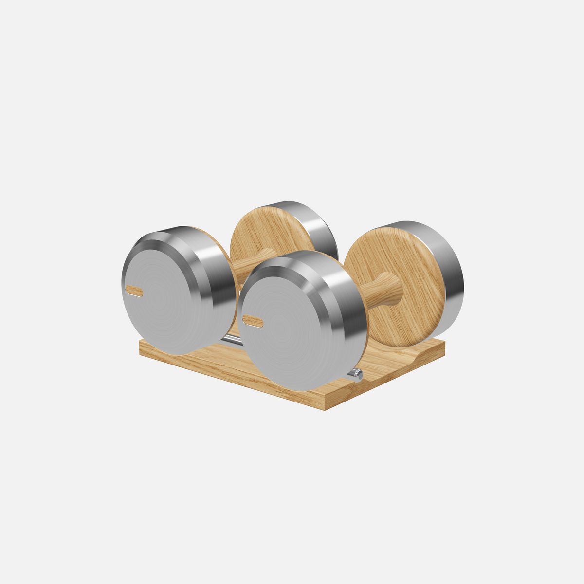 Colmia Dumbbell Pair — Stainless Steel, Natural Oak