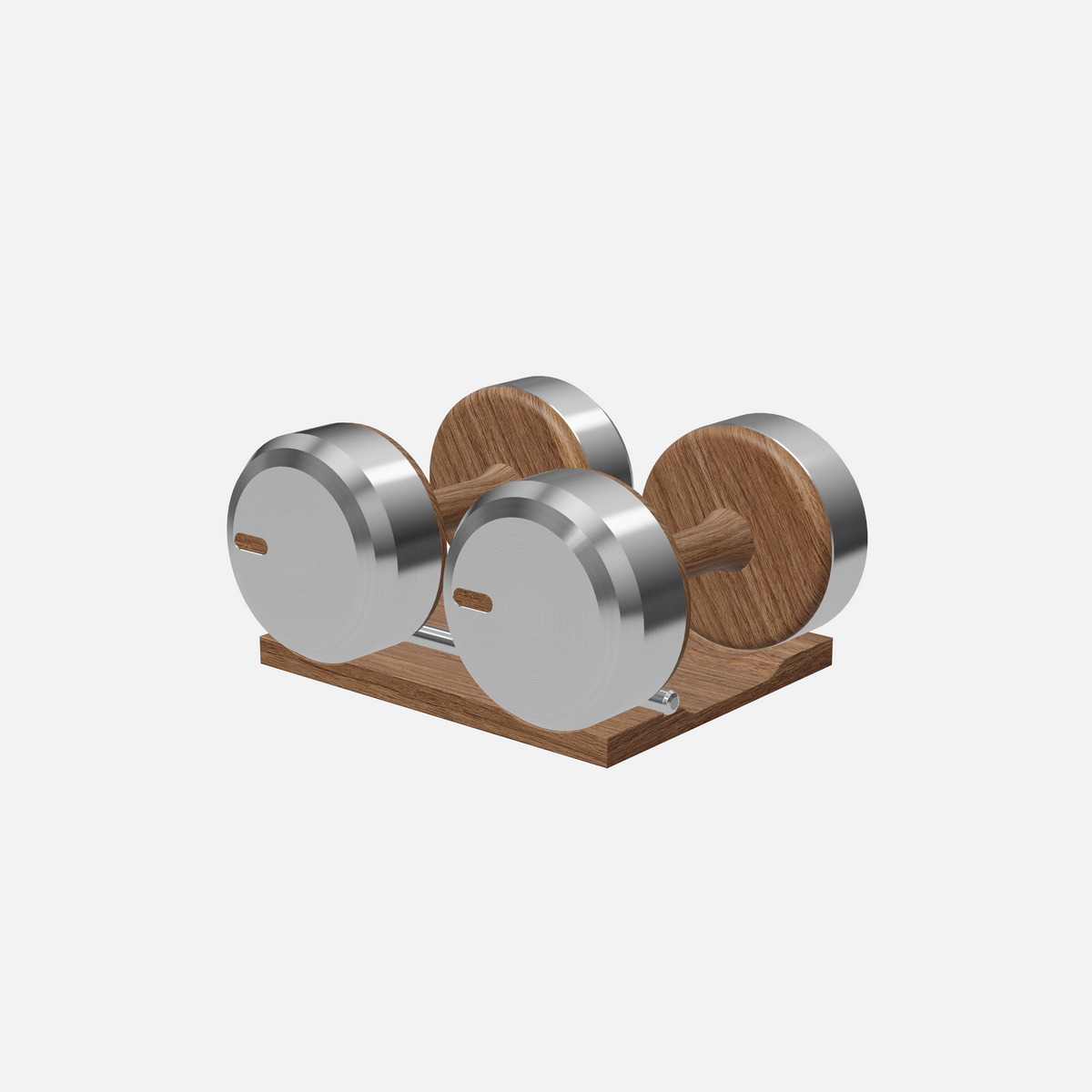 Colmia Dumbbell Pair — Stainless Steel, Natural Walnut