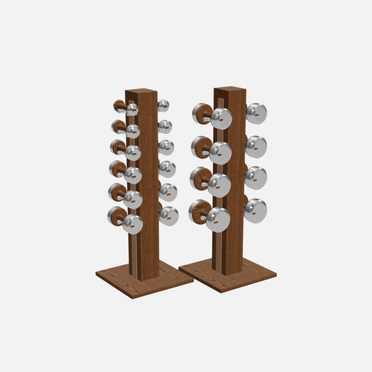 Colmia Vertical Weight Set, Full — Stainless Steel, Walnut Ash, Brown
