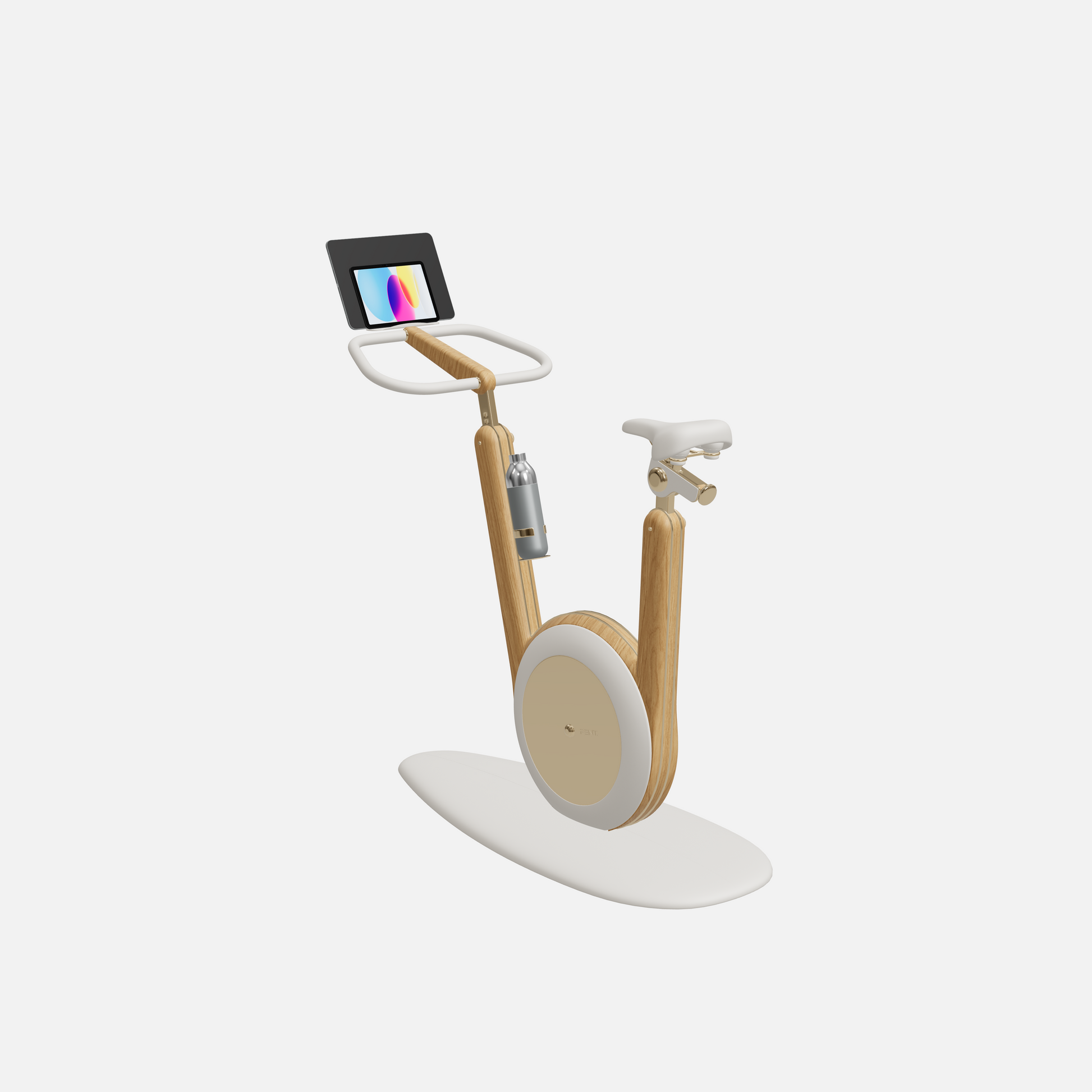 Hania Stationary Bicycle — Gold, Natural Oak, White