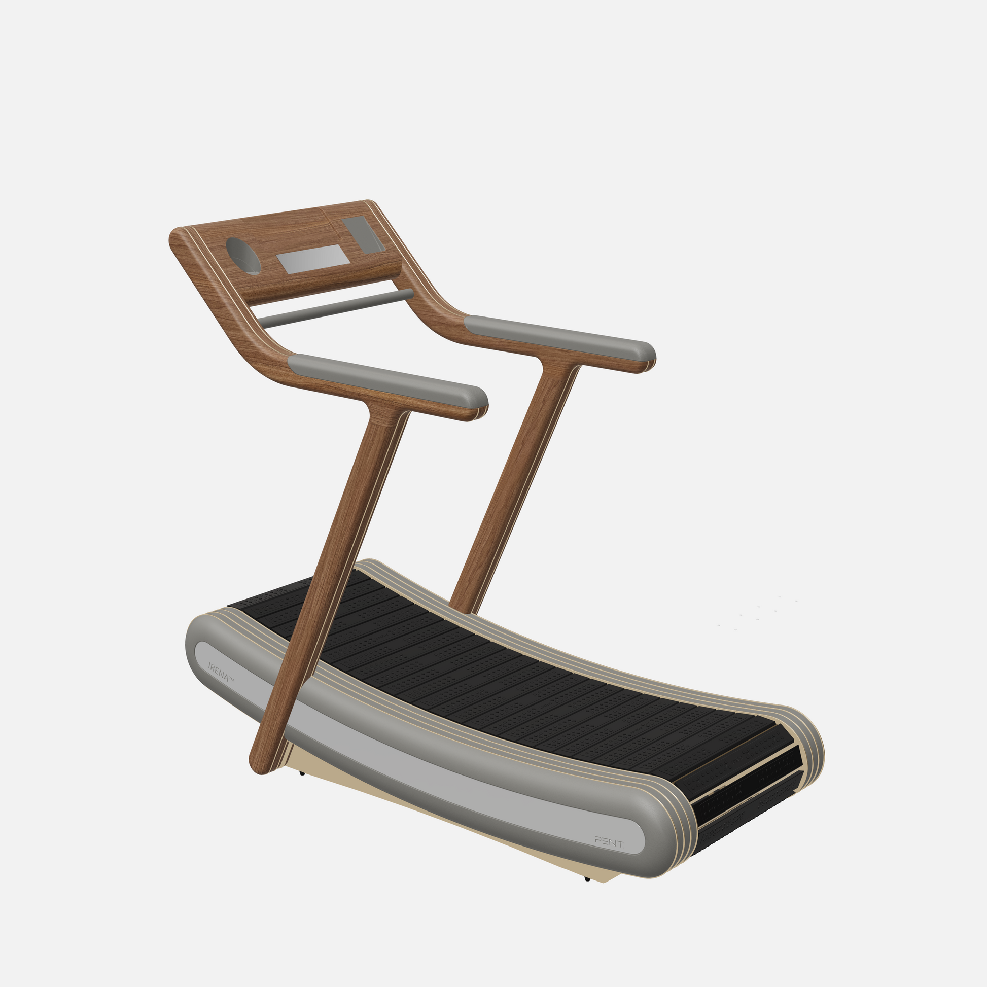 Irena Luxury Manual Treadmill — Gold, Natural Walnut, Grey