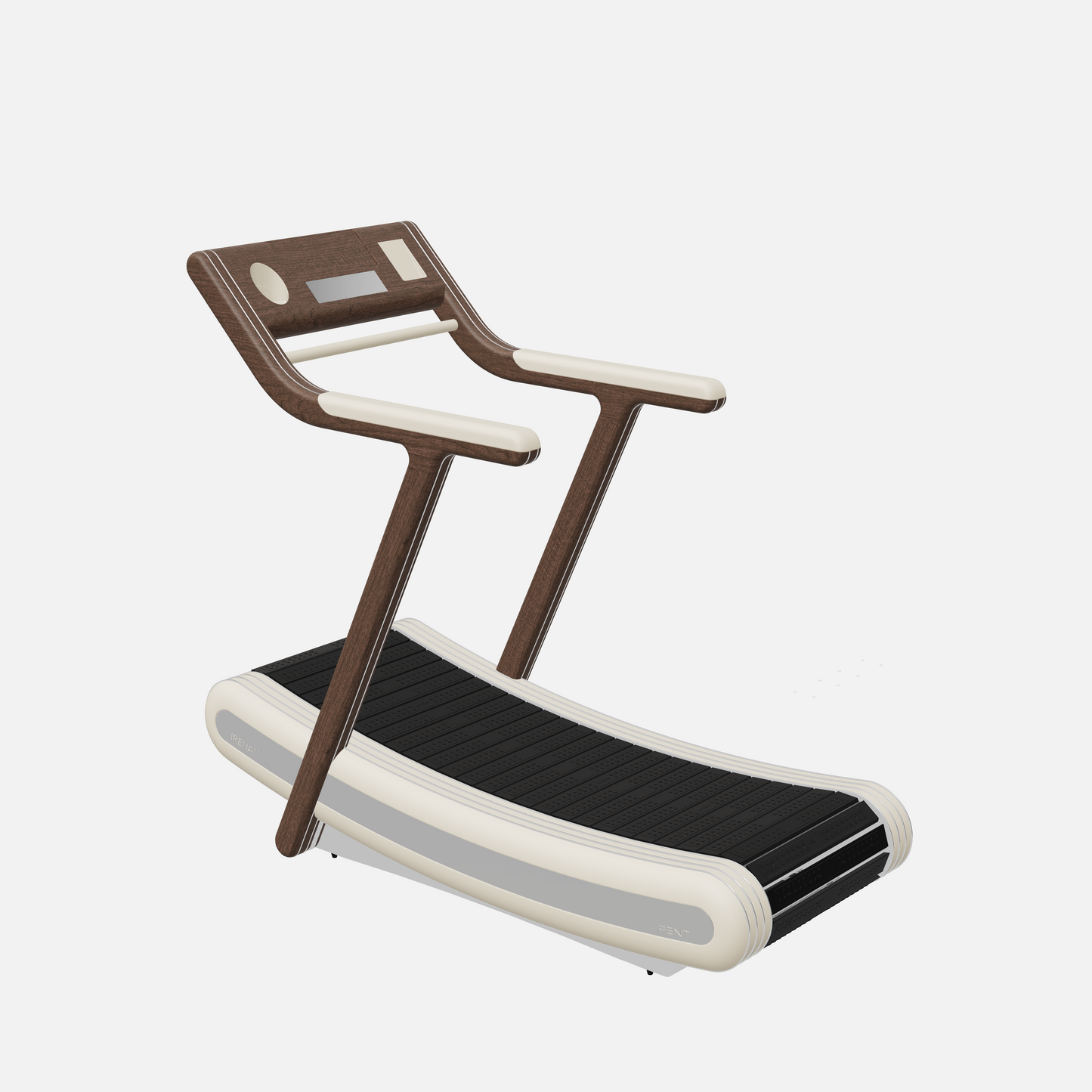 Irena Luxury Manual Treadmill — Stainless Steel, Dark Walnut, Beige