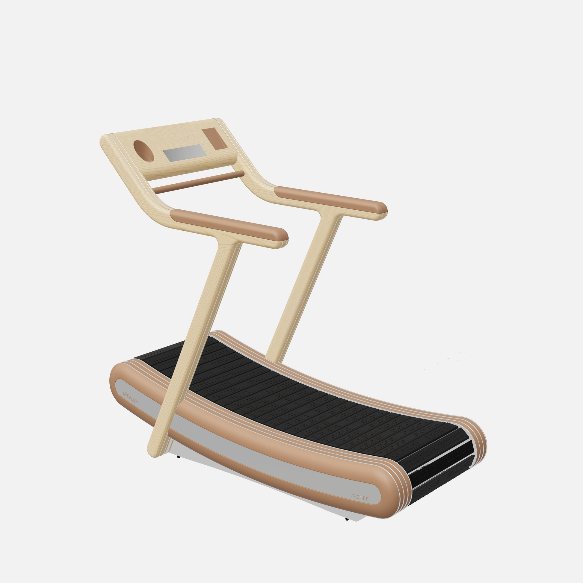 Irena Luxury Manual Treadmill — Stainless Steel, Natural Ash, Brown