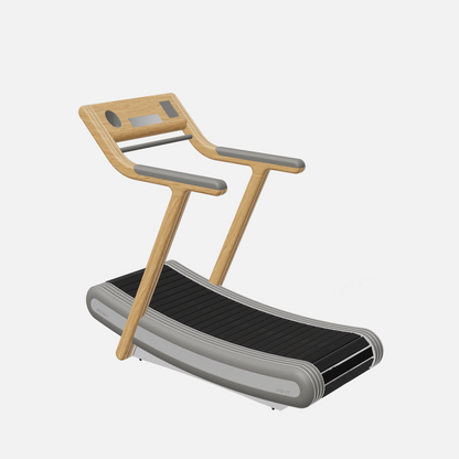 Irena Luxury Manual Treadmill — Stainless Steel, Natural Oak, Grey