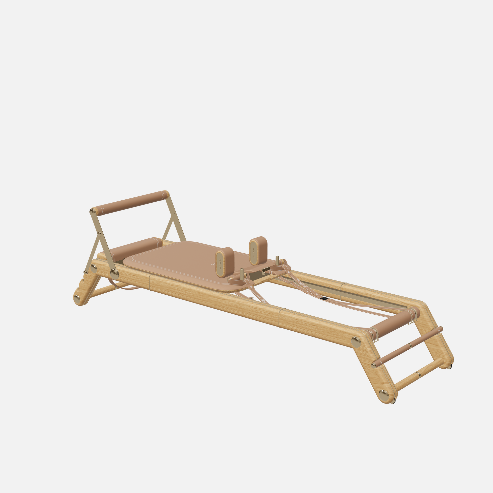 Joana Luxury Pilates Reformer — Gold, Natural Oak, Brown
