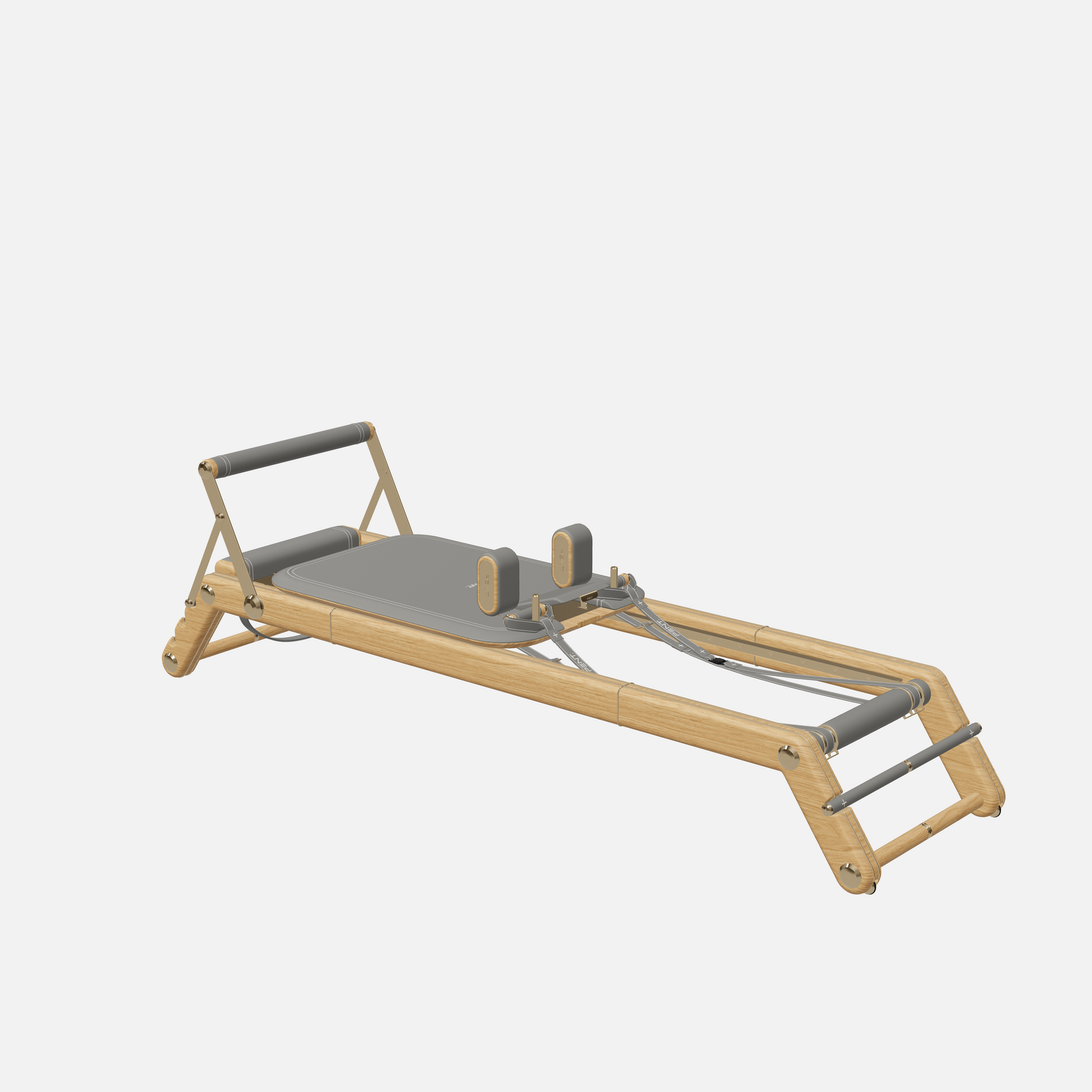 Joana Luxury Pilates Reformer — Gold, Natural Oak, Grey