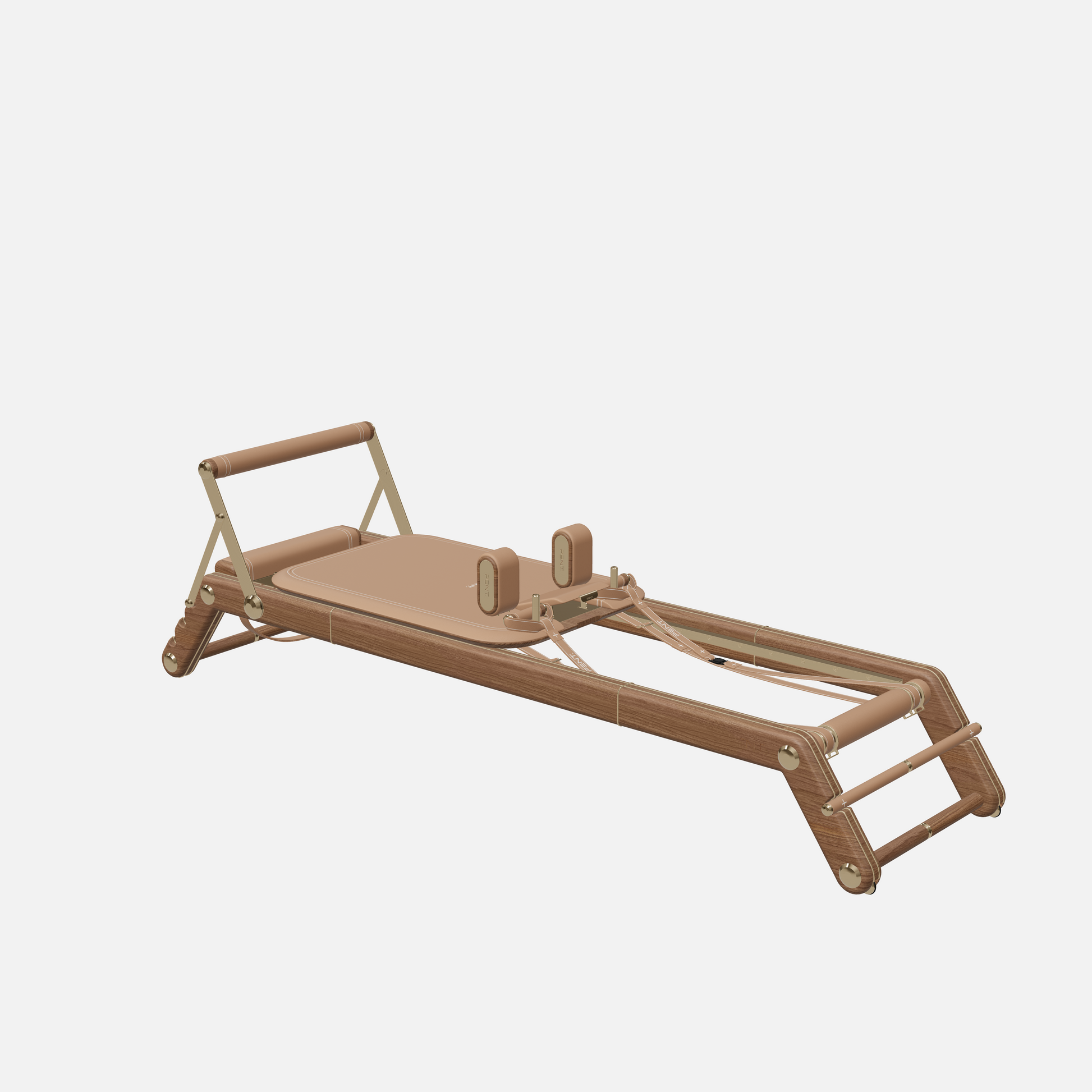 Joana Luxury Pilates Reformer — Gold, Natural Walnut, Brown