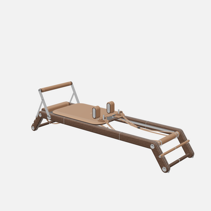 Joana Luxury Pilates Reformer — Stainless Steel, Dark Walnut, Brown