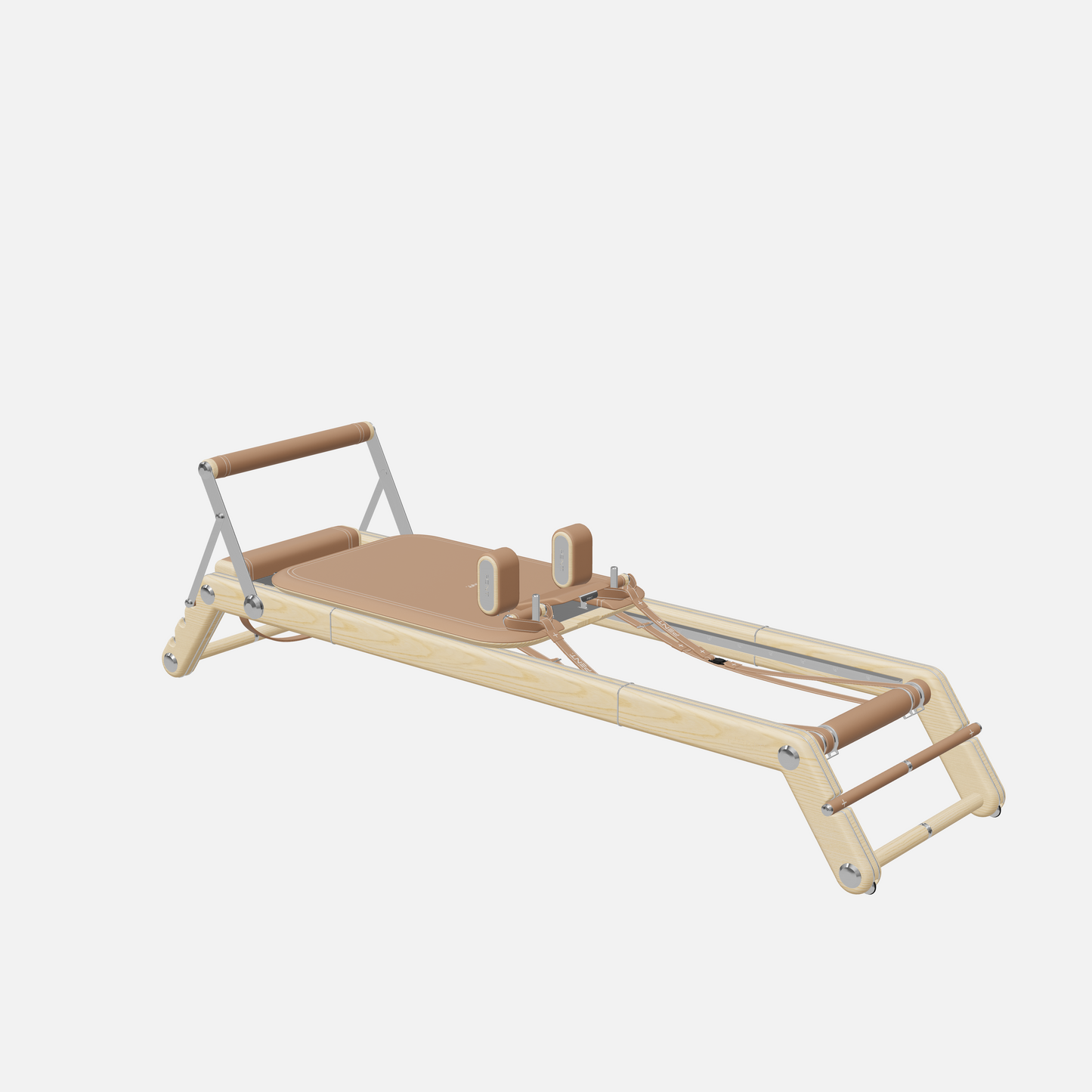 Joana Luxury Pilates Reformer — Stainless Steel, Natural Ash, Brown