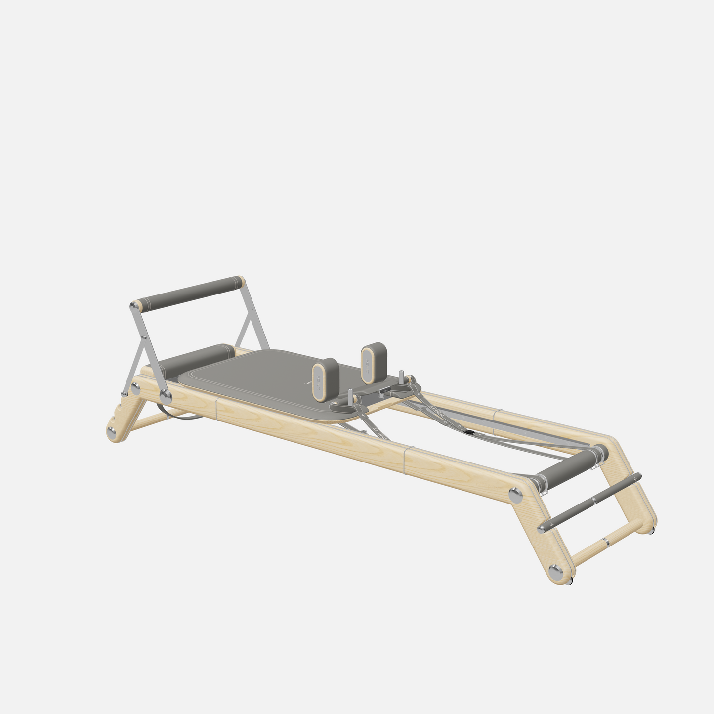 Joana Luxury Pilates Reformer — Stainless Steel, Natural Ash, Grey