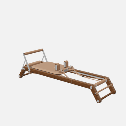 Joana Luxury Pilates Reformer — Stainless Steel, Walnut Ash, Brown