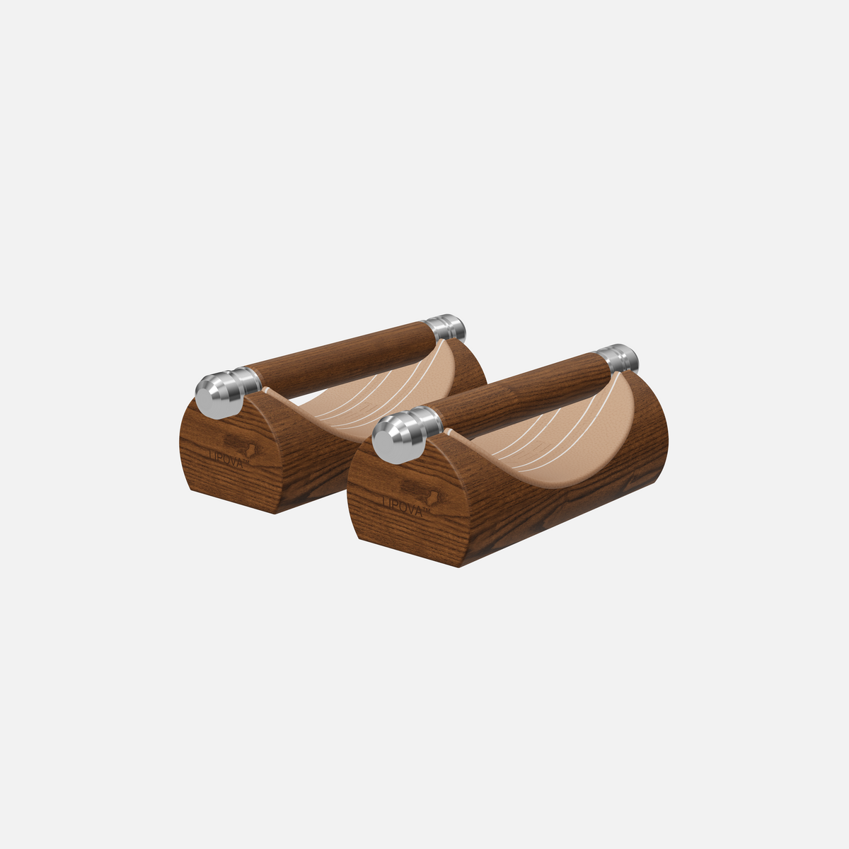 Lipova Push Up Bars — Stainless Steel, Walnut Ash, Brown