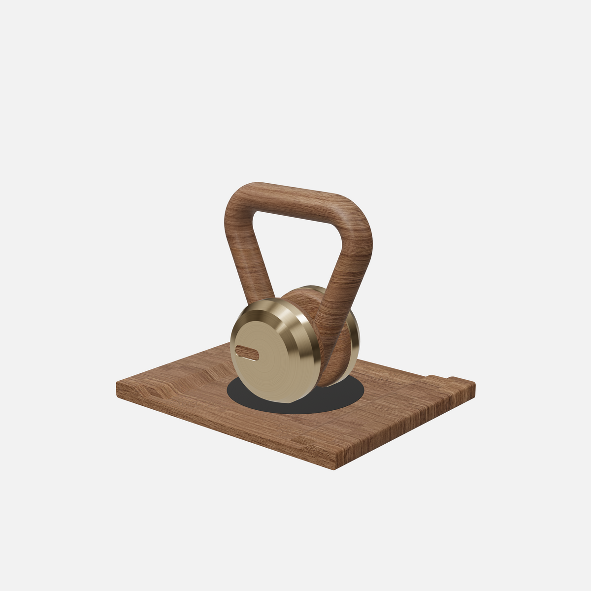 Lova Individual Kettlebell — Gold, Natural Walnut, Black