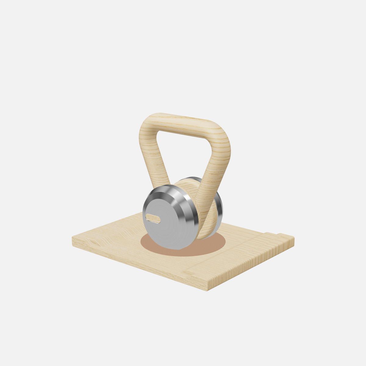 Lova Individual Kettlebell — Stainless Steel, Natural Ash, Brown