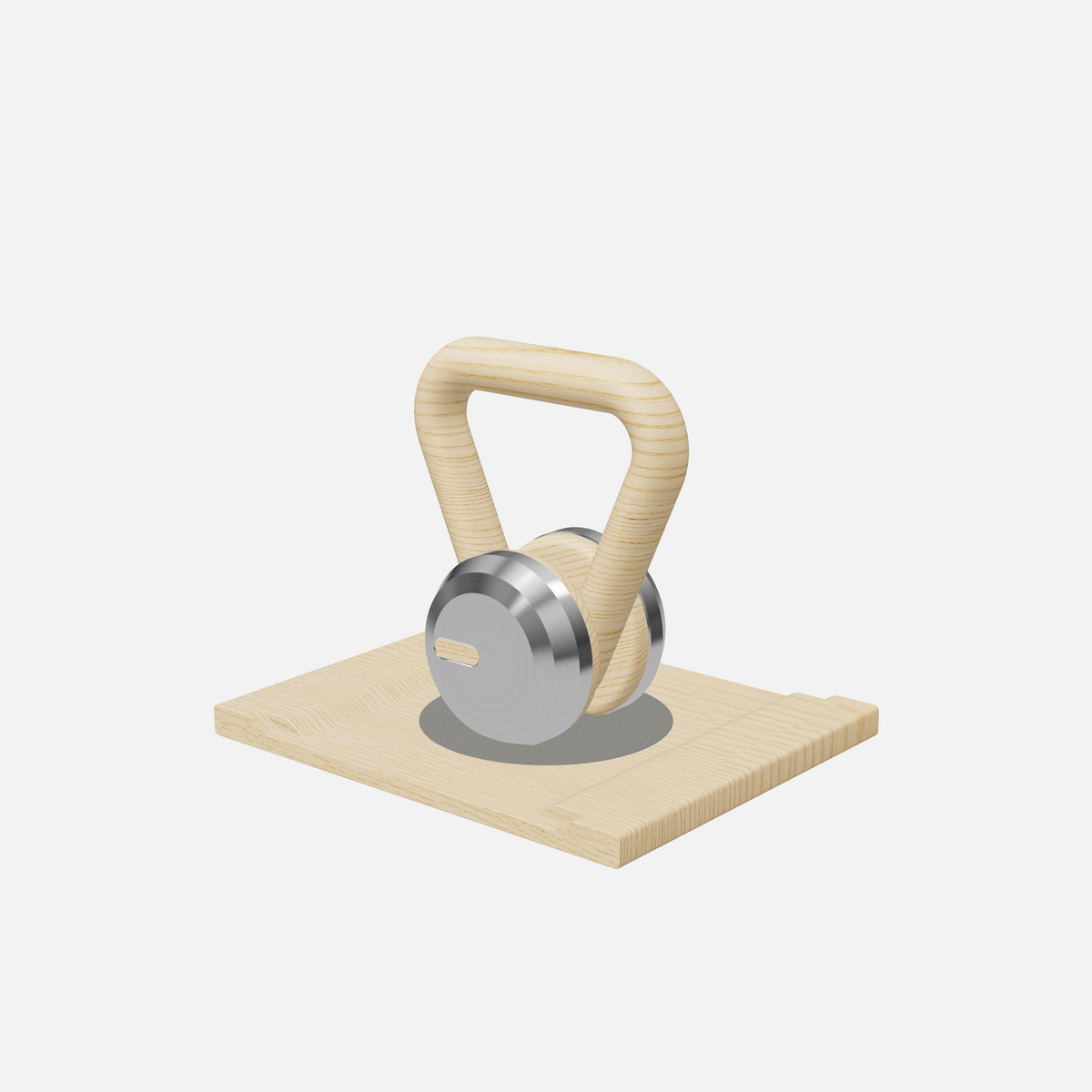 Lova Individual Kettlebell — Stainless Steel, Natural Ash, Grey