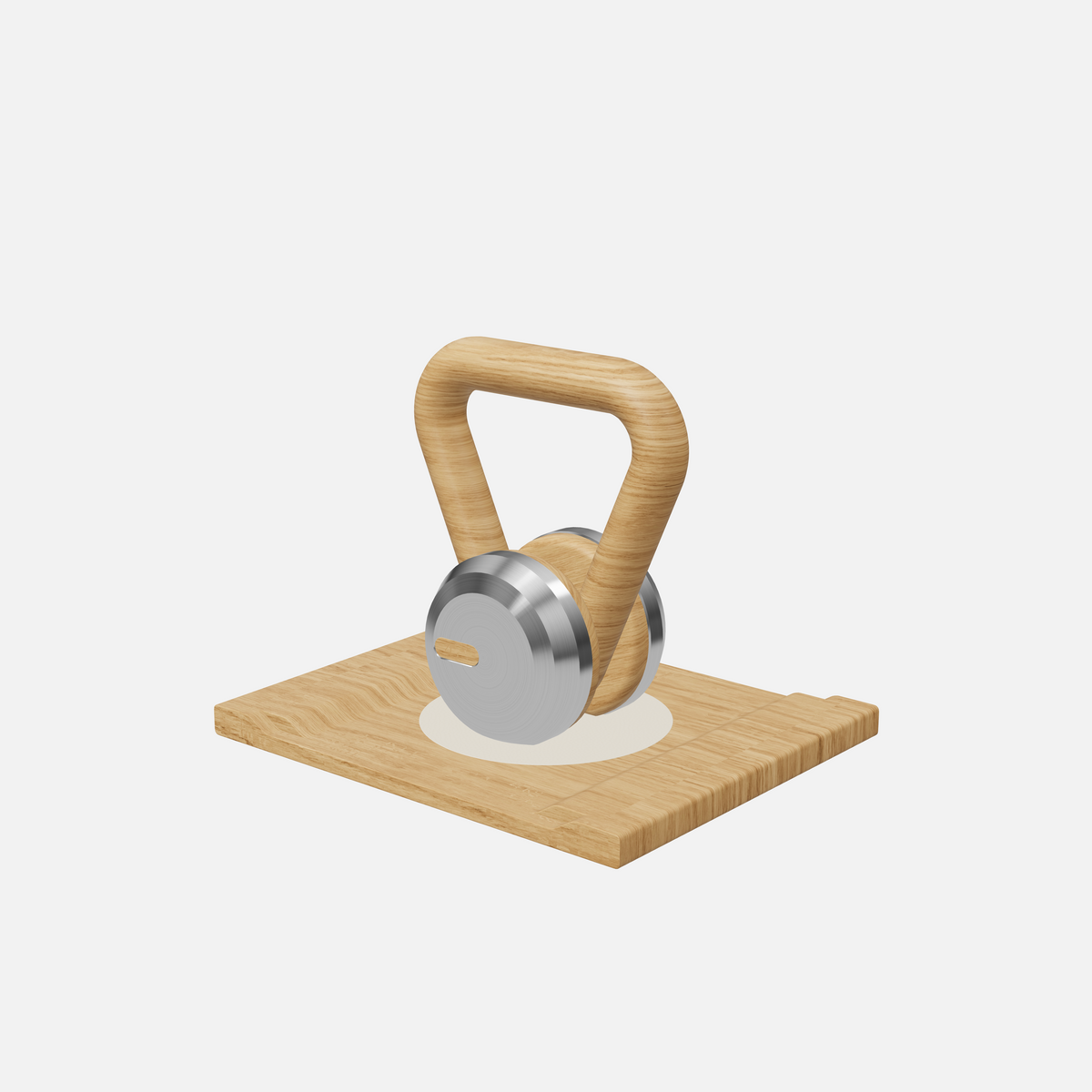 Lova Individual Kettlebell — Stainless Steel, Natural Oak, Beige