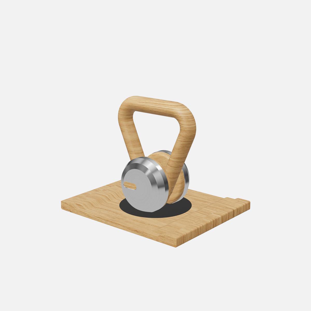 Lova Individual Kettlebell — Stainless Steel, Natural Oak, Black