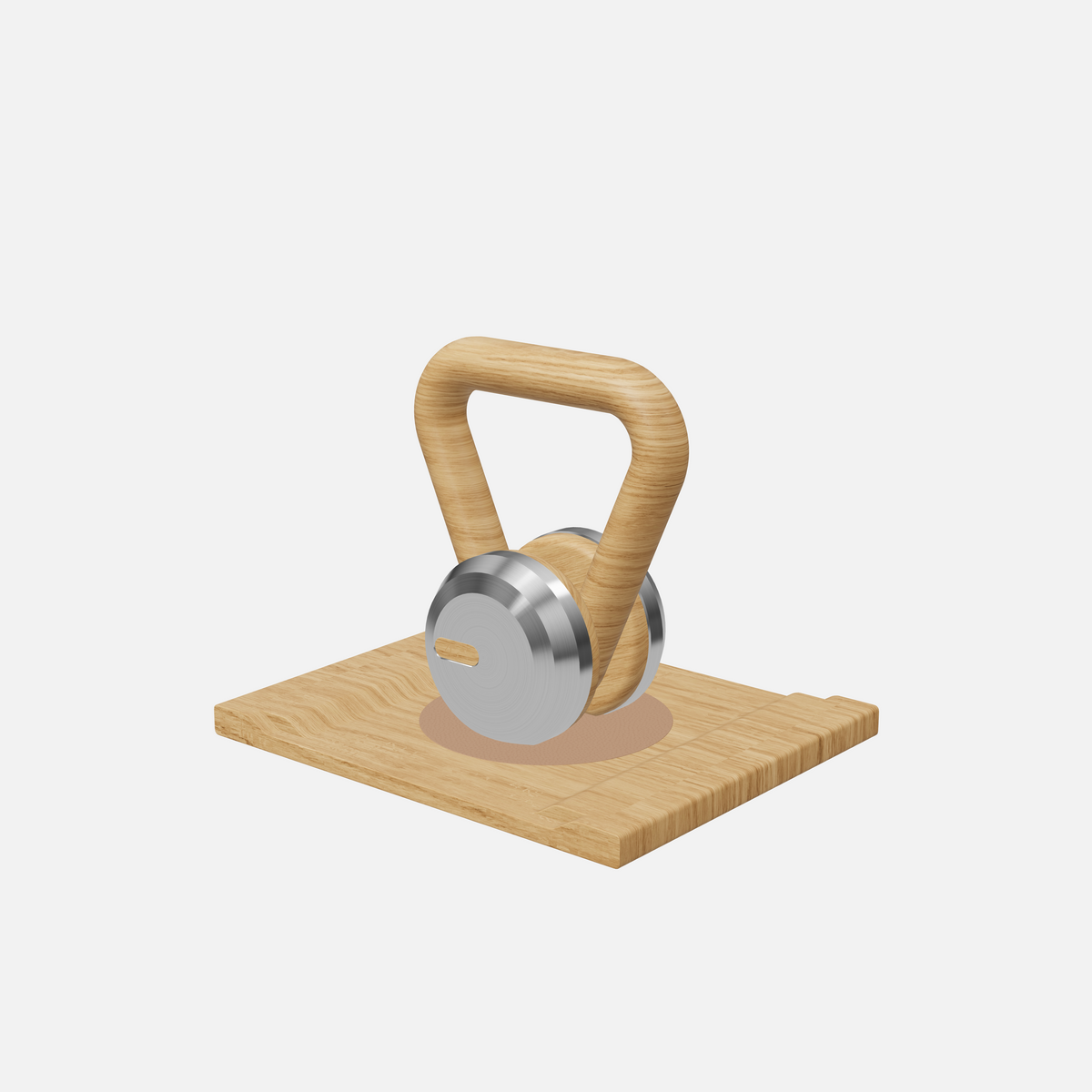 Lova Individual Kettlebell — Stainless Steel, Natural Oak, Brown