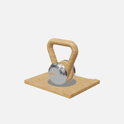 Lova Individual Kettlebell — Stainless Steel, Natural Oak, Grey