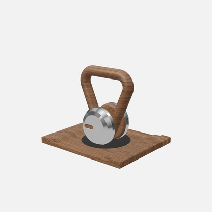 Lova Individual Kettlebell — Stainless Steel, Natural Walnut, Black