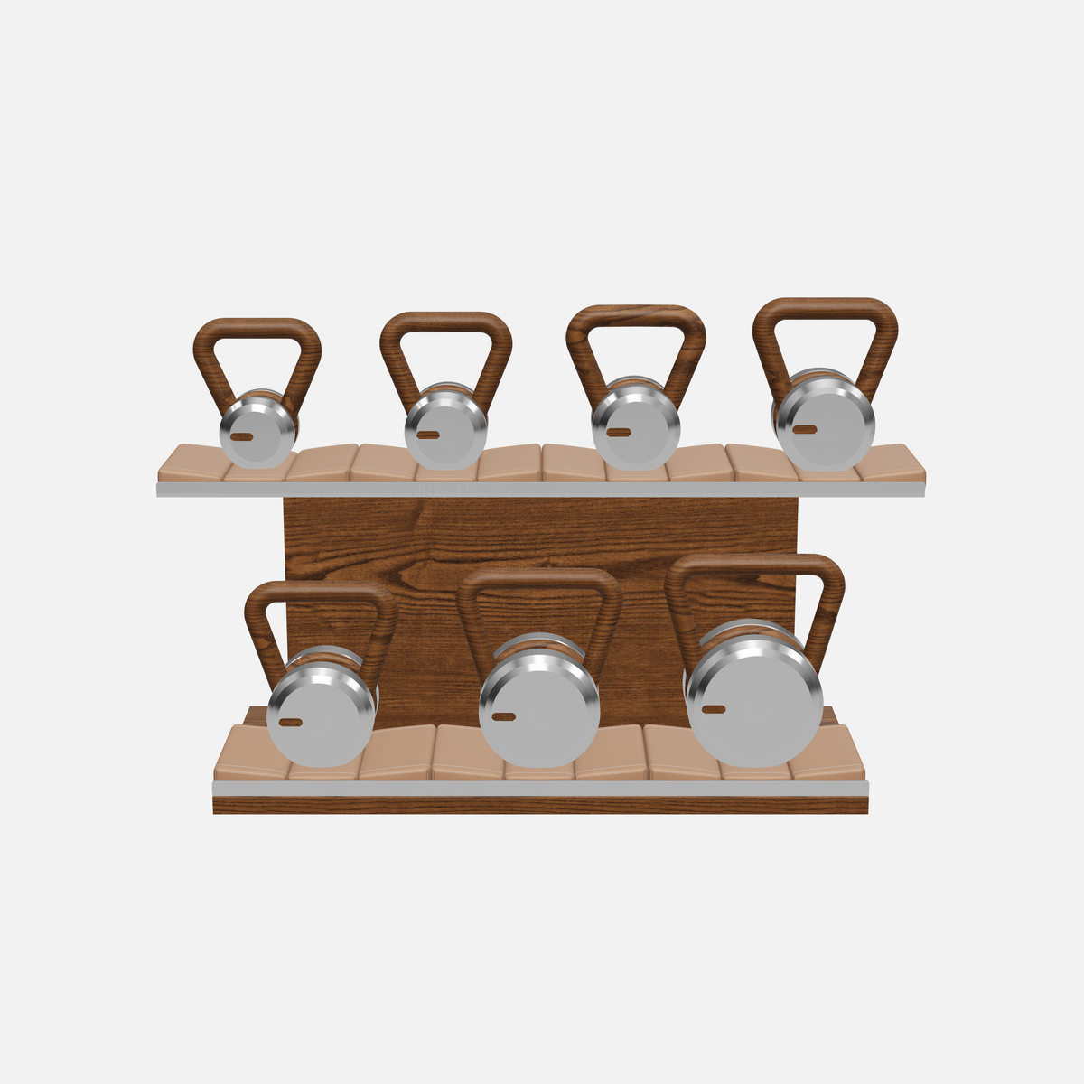 Lova Kettlebell Set, Full — Stainless Steel, Walnut Ash, Brown