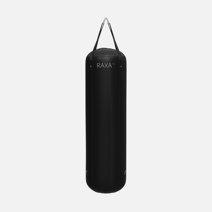 Raxa Leather Boxing Bag — Stainless Steel, Black, Black