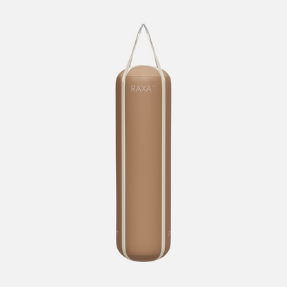 Raxa Leather Boxing Bag — Stainless Steel, Brown, Beige